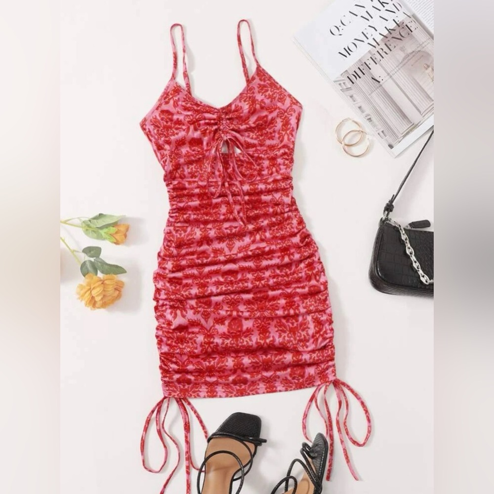 Red And Pink Flowery Dress